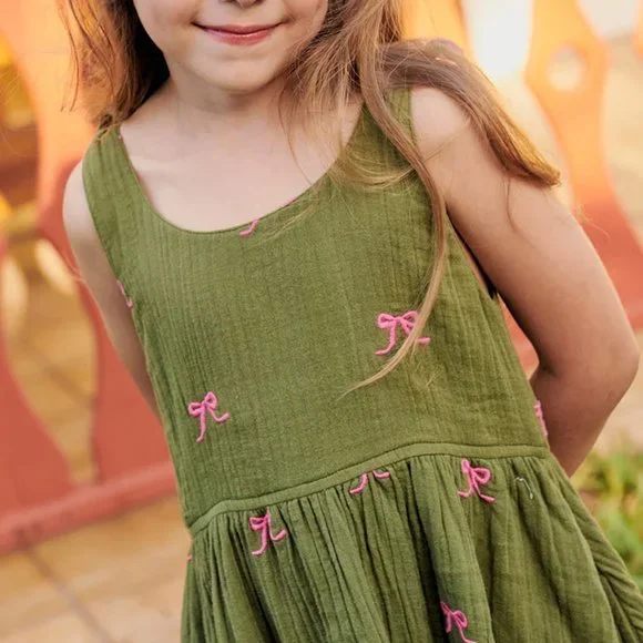 Pink Chicken - Taylor Dress - Olive Bows - Picture 3 of 4